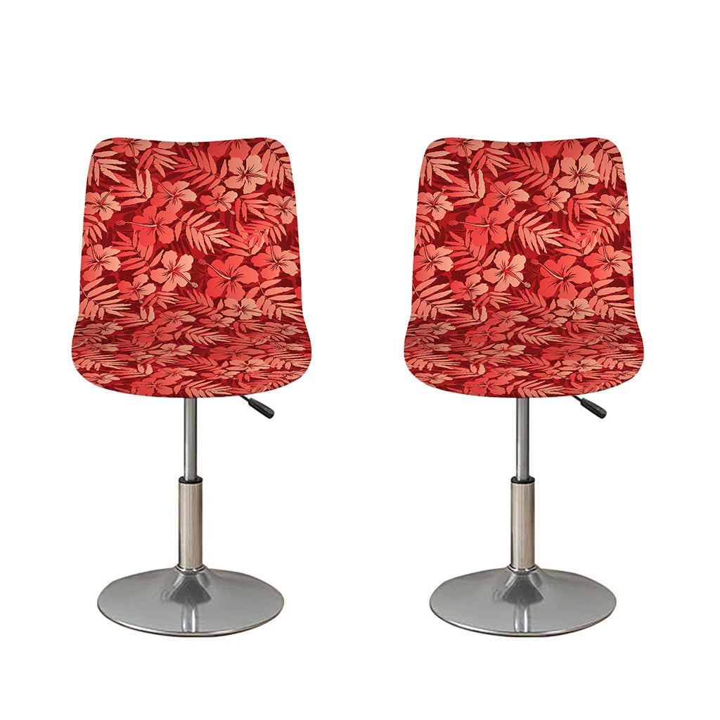 Red Hawaiian Tropical Pattern Print Bar Stool Covers