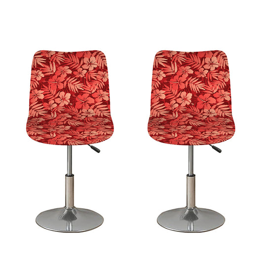 Red Hawaiian Tropical Pattern Print Bar Stool Covers