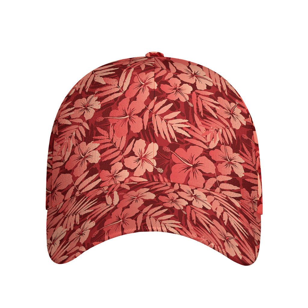 Red Hawaiian Tropical Pattern Print Baseball Cap