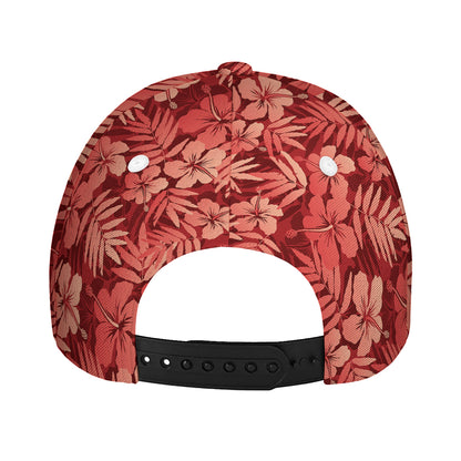 Red Hawaiian Tropical Pattern Print Baseball Cap