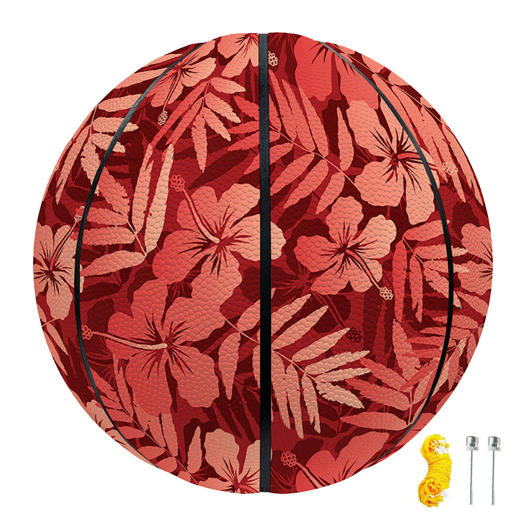 Red Hawaiian Tropical Pattern Print Basketball