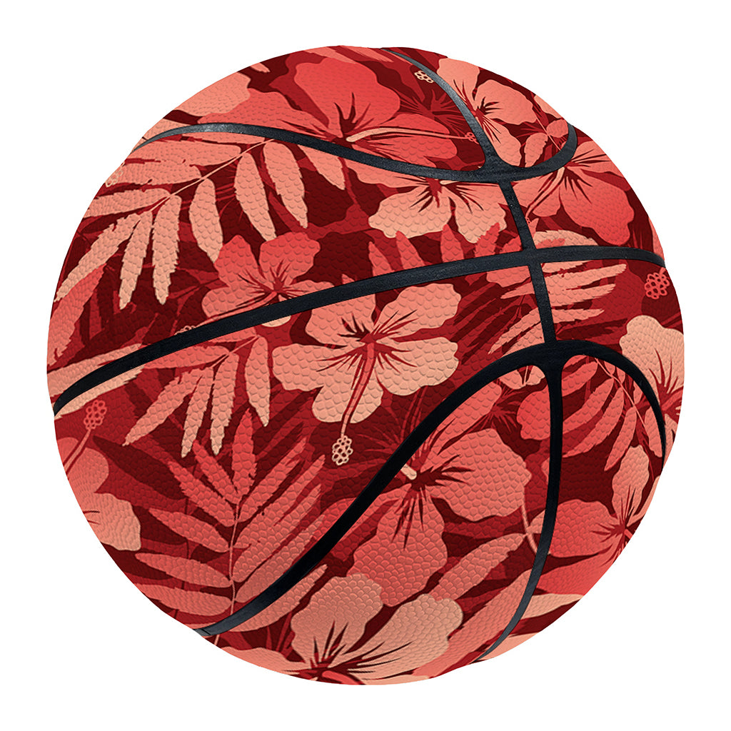Red Hawaiian Tropical Pattern Print Basketball