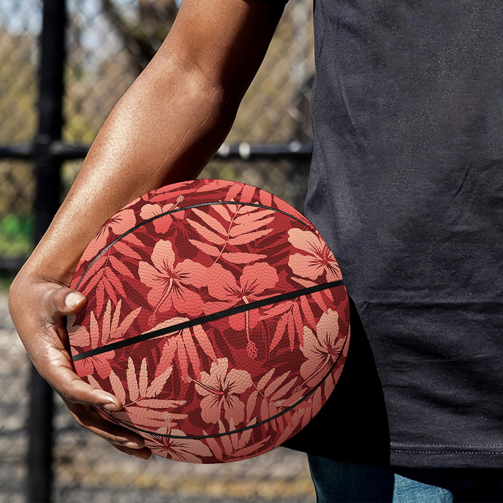 Red Hawaiian Tropical Pattern Print Basketball