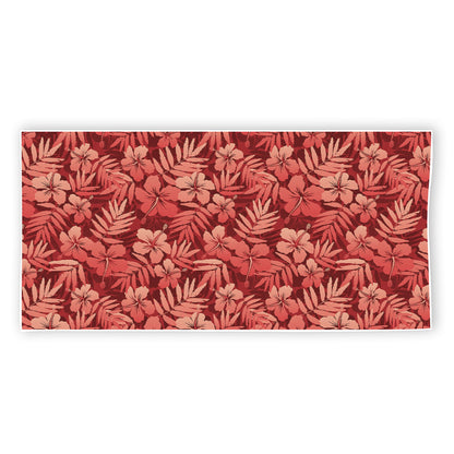 Red Hawaiian Tropical Pattern Print Beach Towel