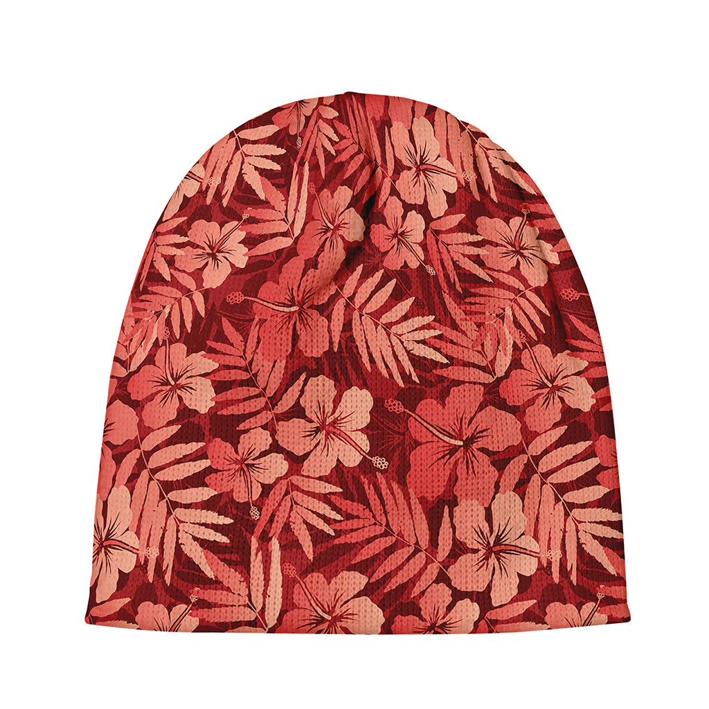 Red Hawaiian Tropical Pattern Print Beanie