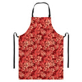 Red Hawaiian Tropical Pattern Print Bib Apron With Pocket