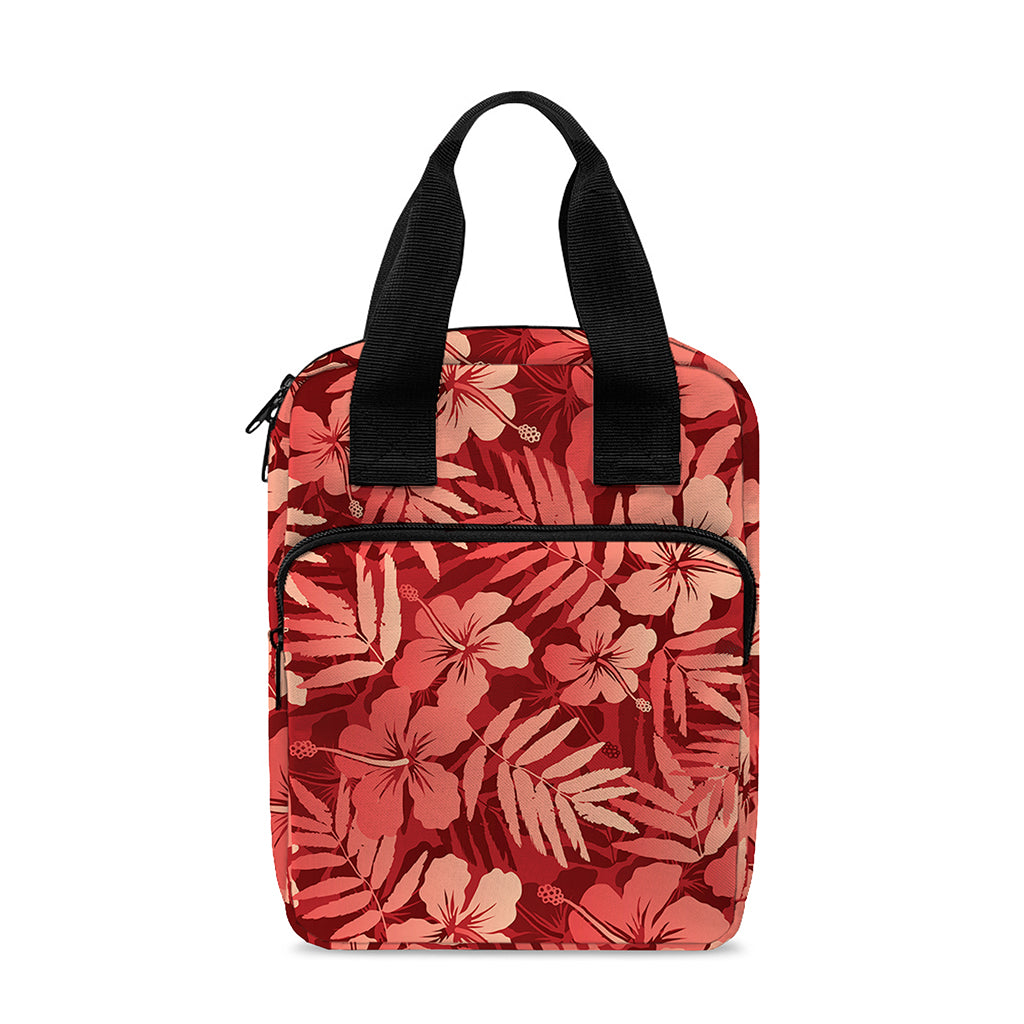 Red Hawaiian Tropical Pattern Print Bible Tote Bag