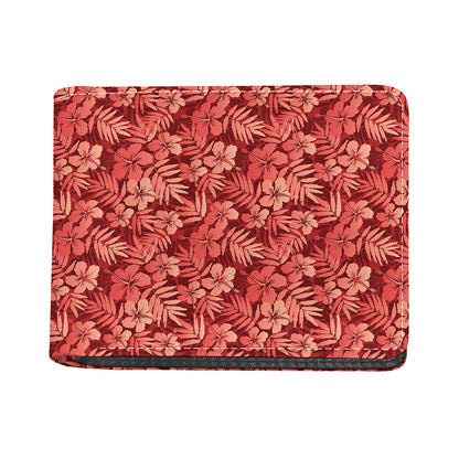 Red Hawaiian Tropical Pattern Print Bifold Wallet