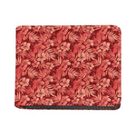 Red Hawaiian Tropical Pattern Print Bifold Wallet