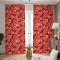 Red Hawaiian Tropical Pattern Print Dimout Pencil Pleat Curtains