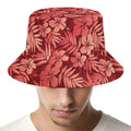 Red Hawaiian Tropical Pattern Print Bucket Hat