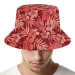 Red Hawaiian Tropical Pattern Print Bucket Hat