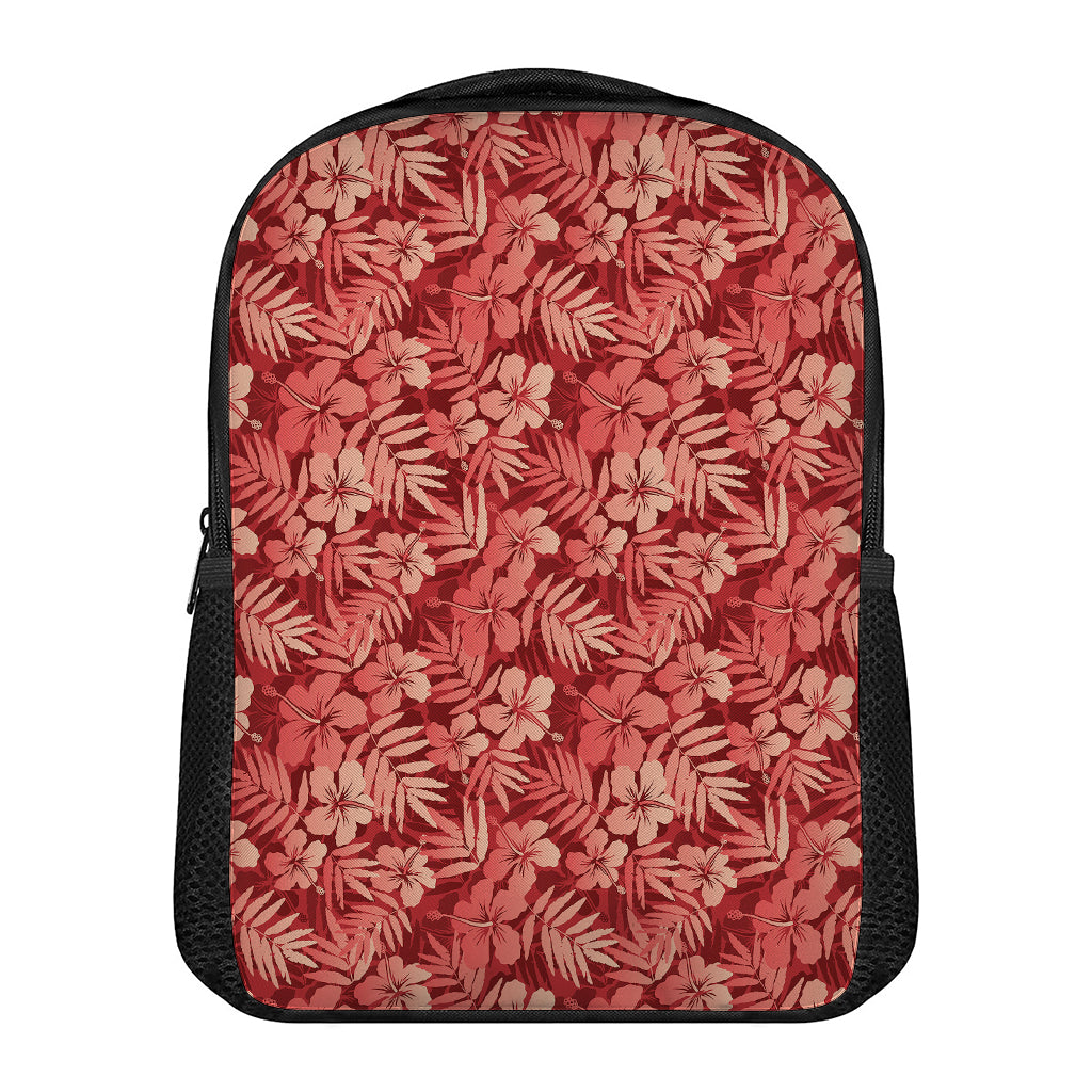 Red Hawaiian Tropical Pattern Print Casual Backpack