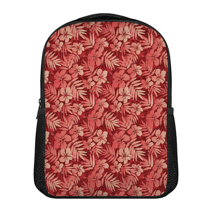 Red Hawaiian Tropical Pattern Print Casual Backpack