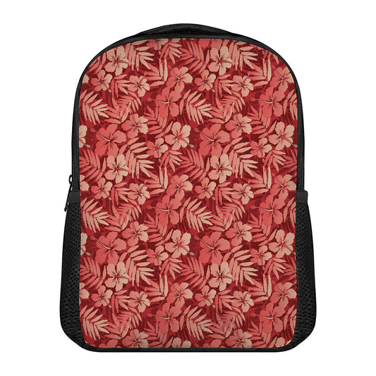 Red Hawaiian Tropical Pattern Print Casual Backpack