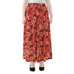Red Hawaiian Tropical Pattern Print Chiffon Maxi Skirt