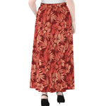 Red Hawaiian Tropical Pattern Print Chiffon Maxi Skirt