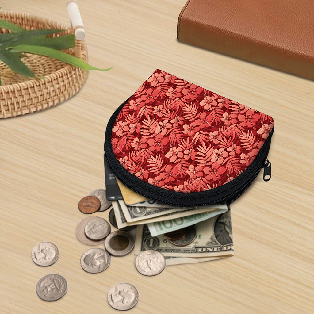 Red Hawaiian Tropical Pattern Print Coin Purse