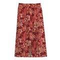Red Hawaiian Tropical Pattern Print Cotton Front Slit Maxi Skirt