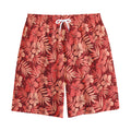 Red Hawaiian Tropical Pattern Print Cotton Shorts