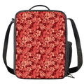 Red Hawaiian Tropical Pattern Print Crossbody Lunch Bag