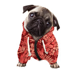 Red Hawaiian Tropical Pattern Print Dog Zip Up Hoodie