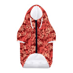 Red Hawaiian Tropical Pattern Print Dog Zip Up Hoodie