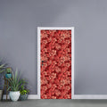 Red Hawaiian Tropical Pattern Print Door Sticker