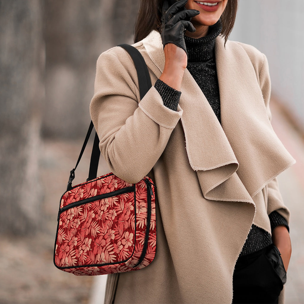 Red Hawaiian Tropical Pattern Print Double Strap Bible Bag