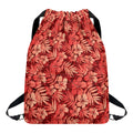 Red Hawaiian Tropical Pattern Print Drawstring Backpack