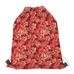 Red Hawaiian Tropical Pattern Print Drawstring Bag