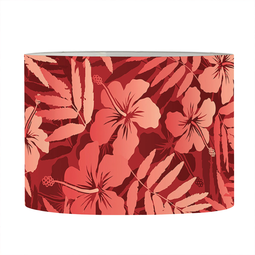 Red Hawaiian Tropical Pattern Print Drum Lamp Shade