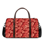Red Hawaiian Tropical Pattern Print Duffle Bag