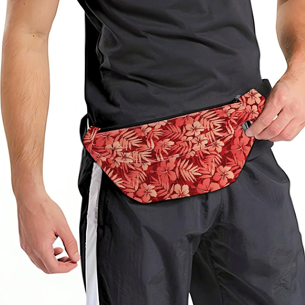 Red Hawaiian Tropical Pattern Print Fanny Pack