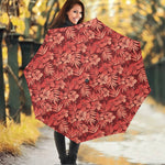 Red Hawaiian Tropical Pattern Print Foldable Umbrella