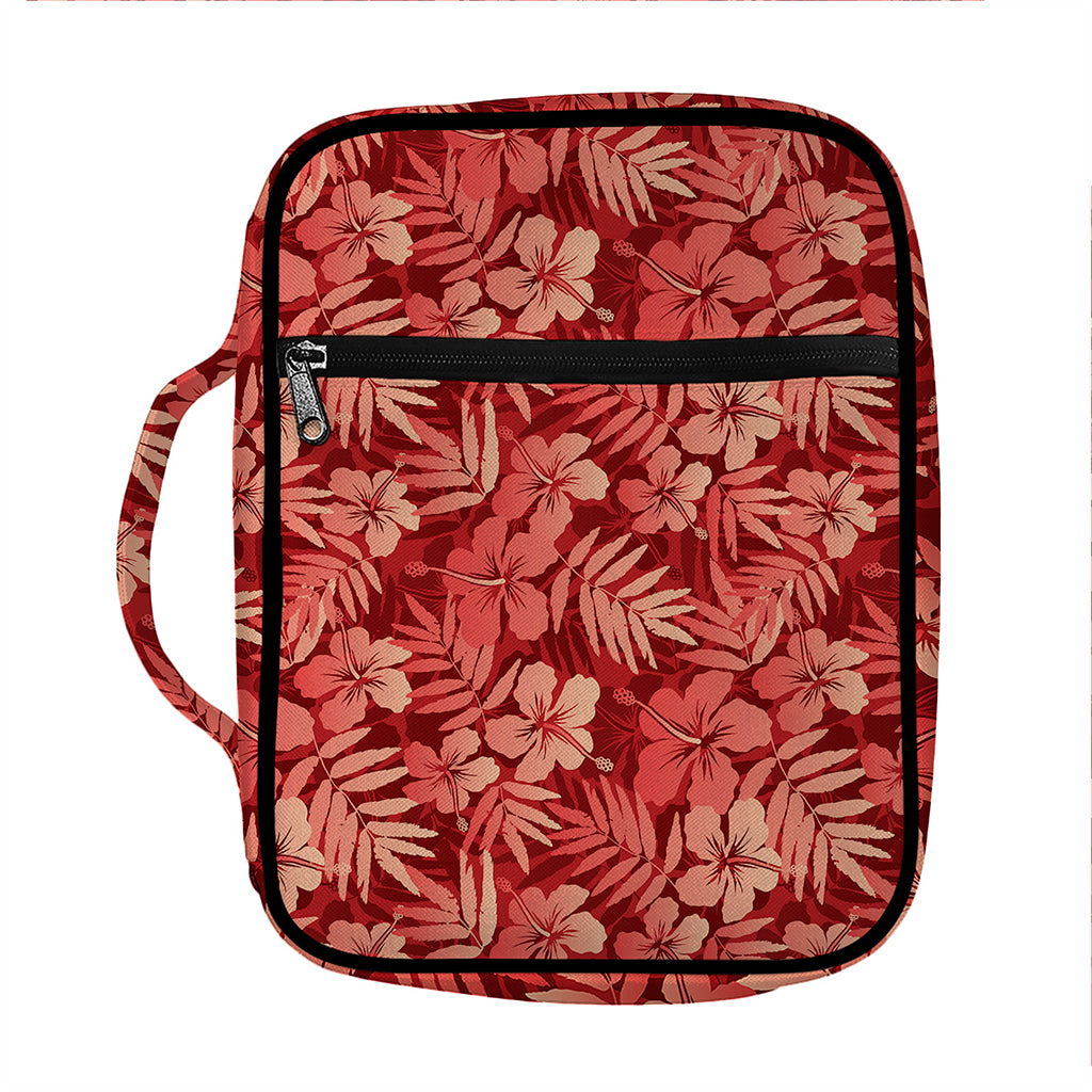 Red Hawaiian Tropical Pattern Print Front Pocket Bible Bag