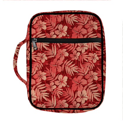 Red Hawaiian Tropical Pattern Print Front Pocket Bible Bag