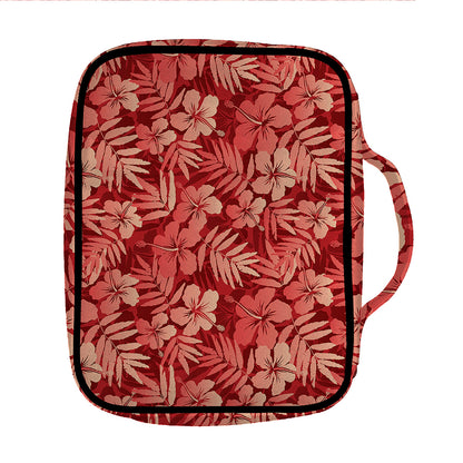 Red Hawaiian Tropical Pattern Print Front Pocket Bible Bag
