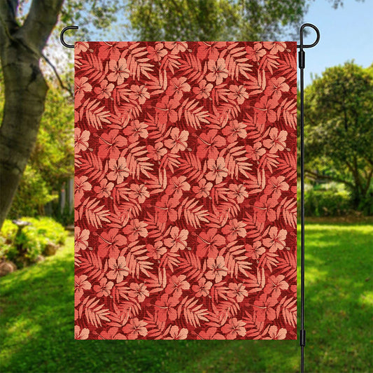 Red Hawaiian Tropical Pattern Print Garden Flag