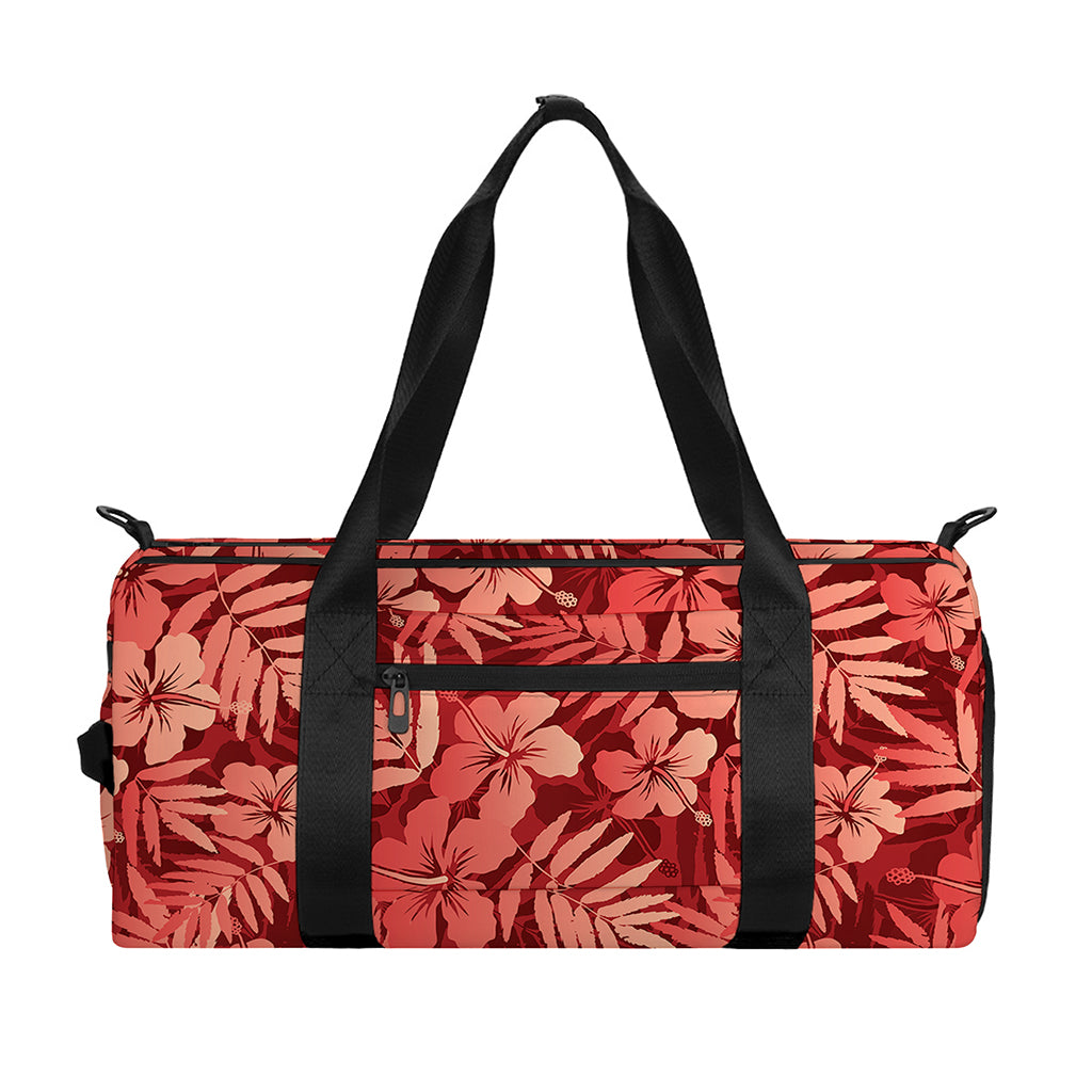 Red Hawaiian Tropical Pattern Print Gym Bag