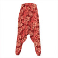 Red Hawaiian Tropical Pattern Print Hammer Pants