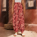 Red Hawaiian Tropical Pattern Print Harem Pants