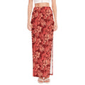 Red Hawaiian Tropical Pattern Print High Slit Maxi Skirt