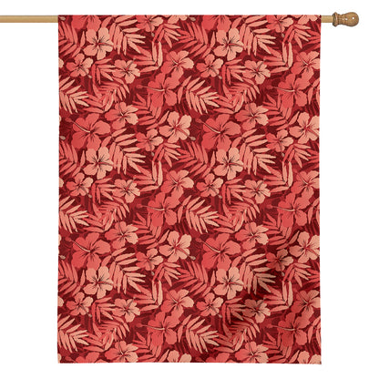 Red Hawaiian Tropical Pattern Print House Flag