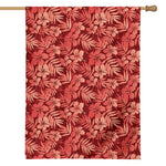 Red Hawaiian Tropical Pattern Print House Flag