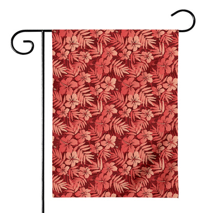 Red Hawaiian Tropical Pattern Print House Flag