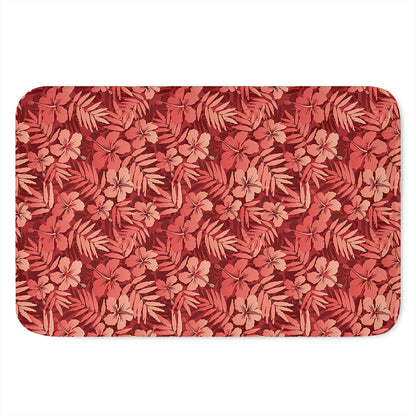 Red Hawaiian Tropical Pattern Print Indoor Door Mat