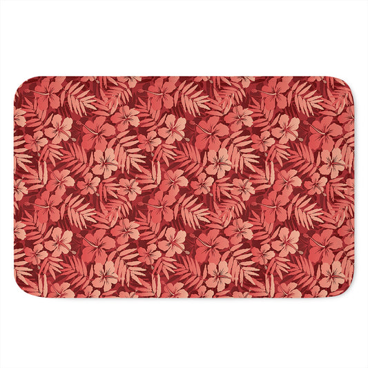 Red Hawaiian Tropical Pattern Print Indoor Door Mat