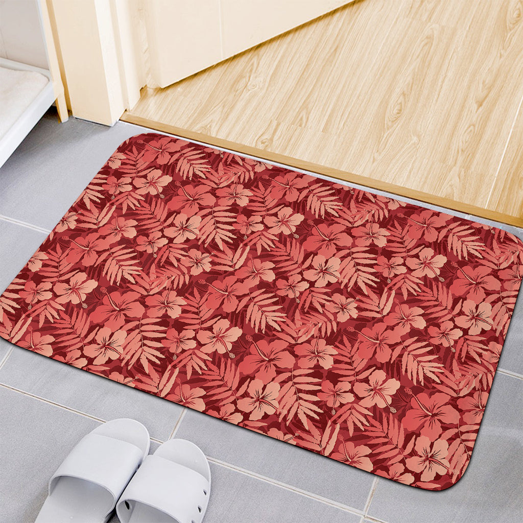 Red Hawaiian Tropical Pattern Print Indoor Door Mat