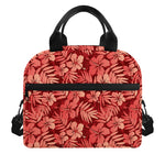 Red Hawaiian Tropical Pattern Print Insulated Lunch Bag